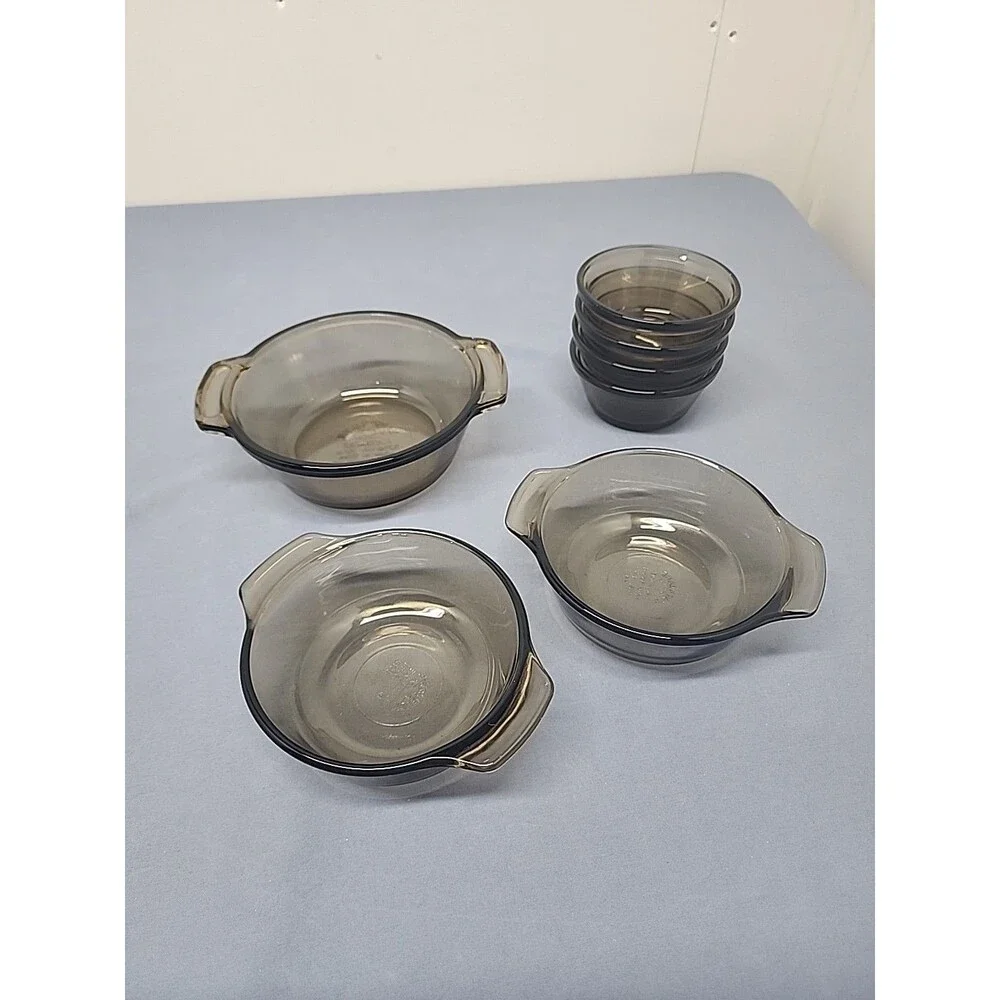 Vintage 1980s Collection Of L'Ovenware Amber Glass Made In The USA Retro Vibe